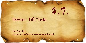 Hofer Tünde névjegykártya